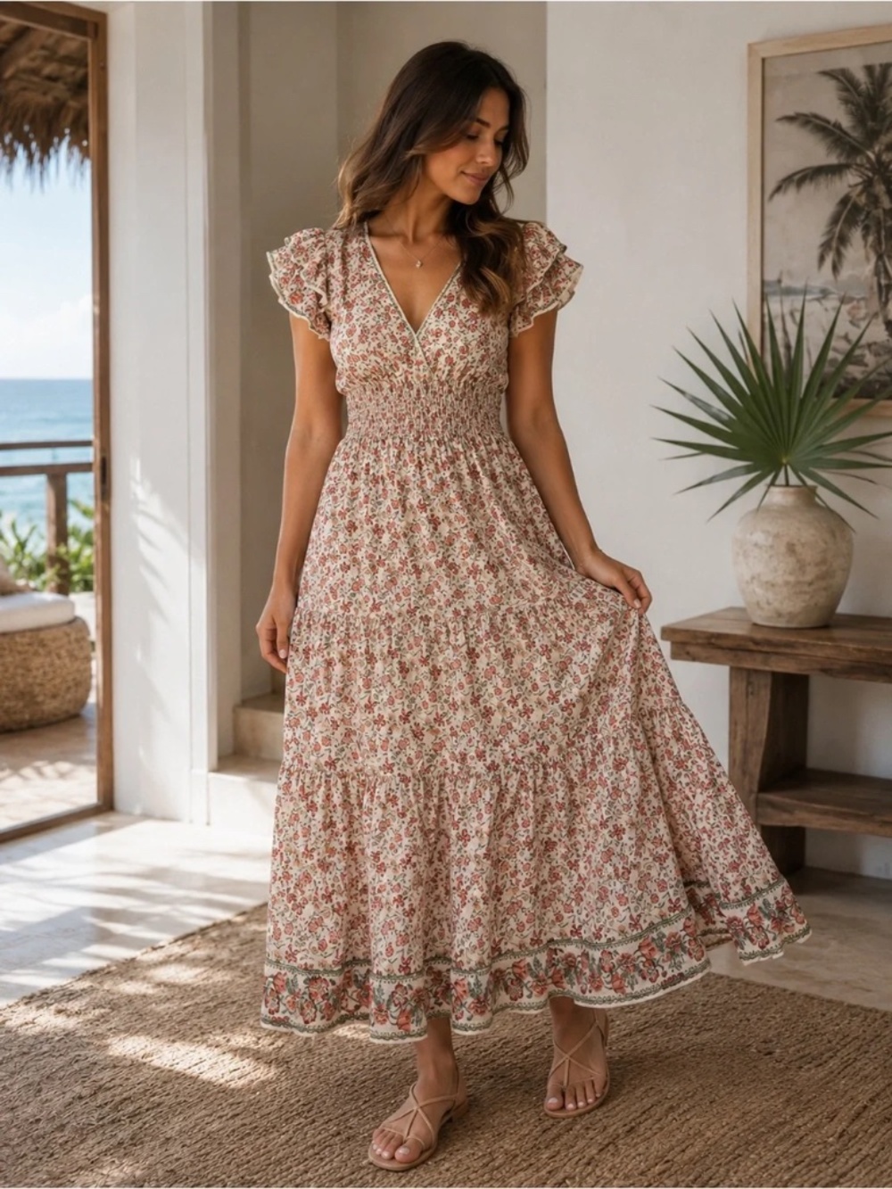 Max Studio London tiered peasant dress